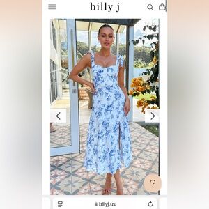 Alessandra Tie Up Midi Dress - Blue Floral NWT US Size 6 (AUS 10)